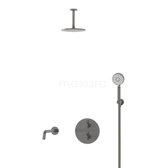Radius Built-in Bath tap with rain shower | Black metal Thermostatic DIM55-00080