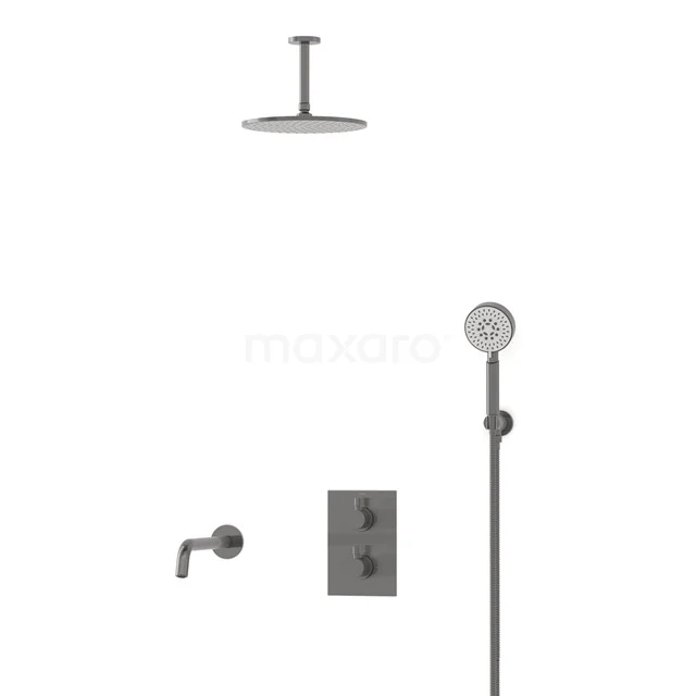 Radius Built-in Bath tap with rain shower | Black metal Thermostatic DIM55-00081