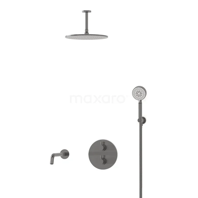 Radius Einbau Badewannenarmatur mit Regendusche | Schwarzes Metall Thermostatisch DIM55-00084 Radius Einbau Badewannenarmatur mit Regendusche | Schwarzes Metall Thermostatisch DIM55-00084