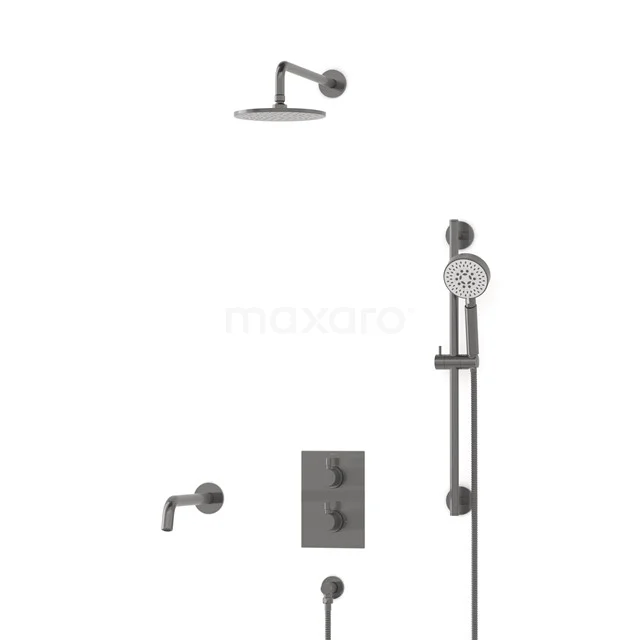 Radius Inbouw Badkraan met regendouche | Zwart metaal Thermostatisch DIM55-00085