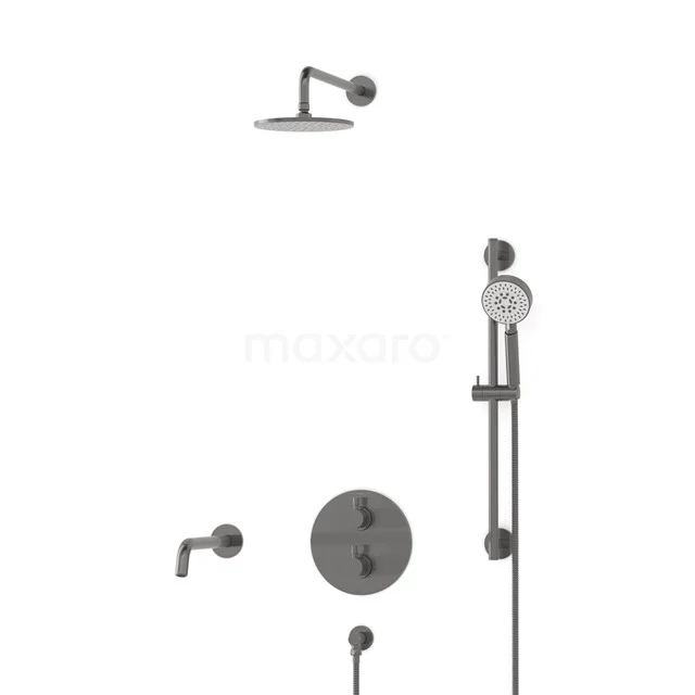 Radius Inbouw Badkraan met regendouche | Zwart metaal Thermostatisch DIM55-00086