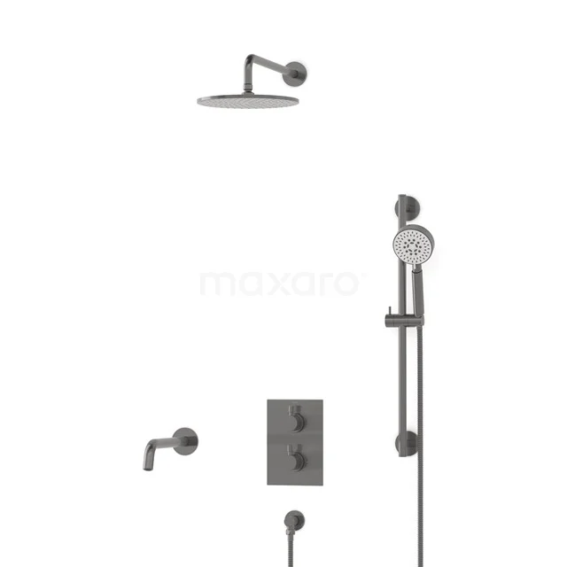 Radius Inbouw Badkraan met regendouche | Zwart metaal Thermostatisch DIM55-00087