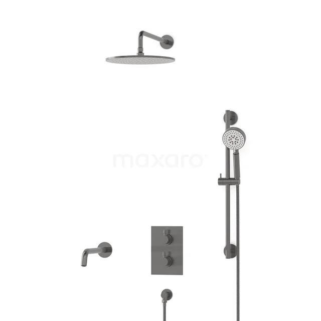 Radius Inbouw Badkraan met regendouche | Zwart metaal Thermostatisch DIM55-00089