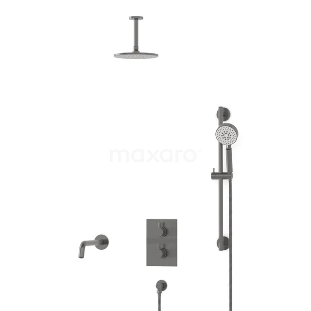 Radius Inbouw Badkraan met regendouche | Zwart metaal Thermostatisch DIM55-00091