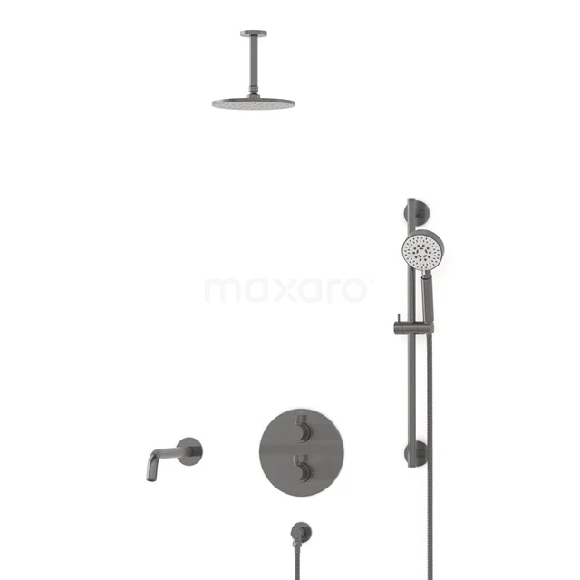 Radius Inbouw Badkraan met regendouche | Zwart metaal Thermostatisch DIM55-00092