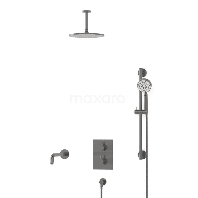 Radius Built-in Bath tap with rain shower | Black metal Thermostatic DIM55-00093