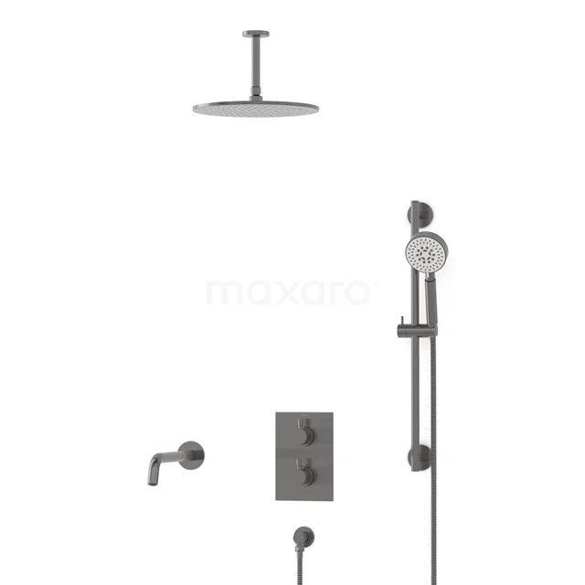 Radius Inbouw Badkraan met regendouche | Zwart metaal Thermostatisch DIM55-00095