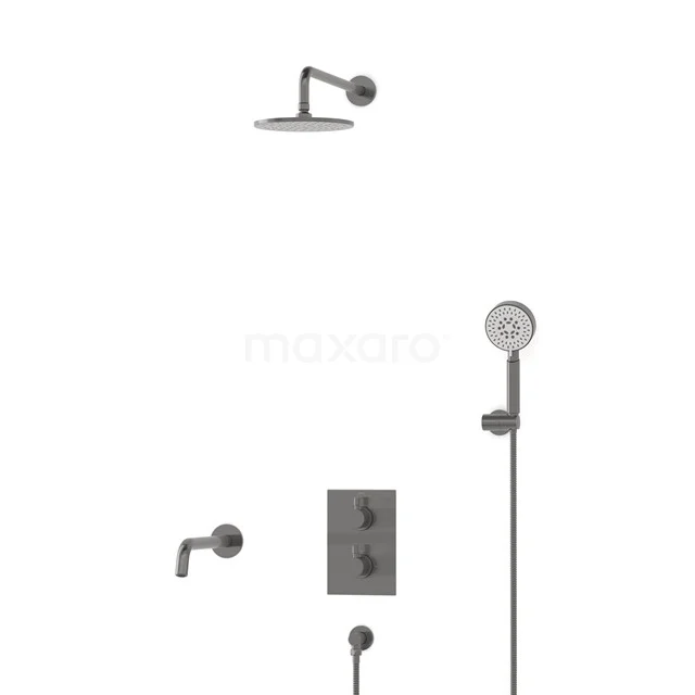 Radius Inbouw Badkraan met regendouche | Zwart metaal Thermostatisch DIM55-00097