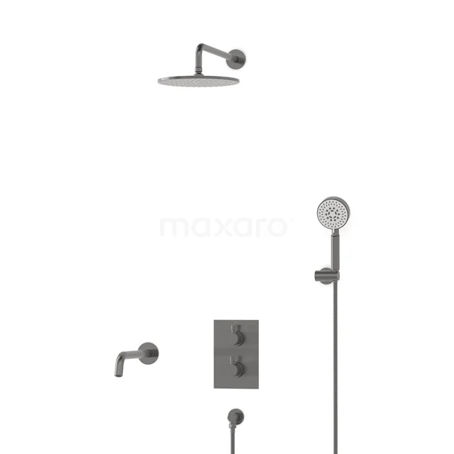 Radius Built-in Bath tap with rain shower | Black metal Thermostatic DIM55-00099