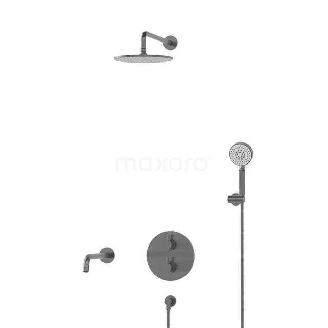 Radius Einbau Badewannenarmatur mit Regendusche | Schwarzes Metall Thermostatisch DIM55-00100 Radius Einbau Badewannenarmatur mit Regendusche | Schwarzes Metall Thermostatisch DIM55-00100