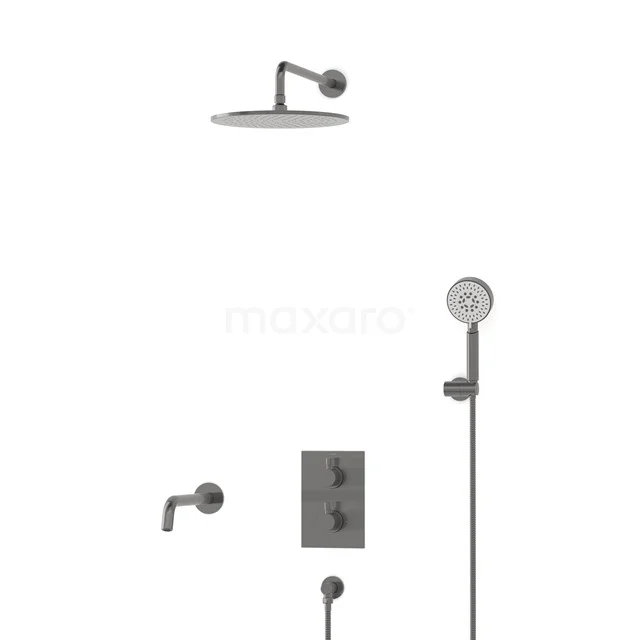 Radius Einbau Badewannenarmatur mit Regendusche | Schwarzes Metall Thermostatisch DIM55-00101 Radius Einbau Badewannenarmatur mit Regendusche | Schwarzes Metall Thermostatisch DIM55-00101