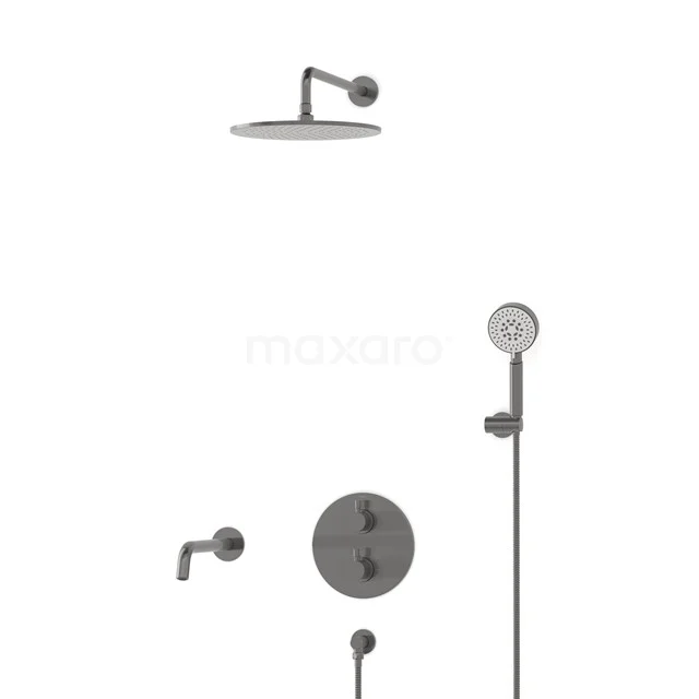 Radius Einbau Badewannenarmatur mit Regendusche | Schwarzes Metall Thermostatisch DIM55-00102 Radius Einbau Badewannenarmatur mit Regendusche | Schwarzes Metall Thermostatisch DIM55-00102