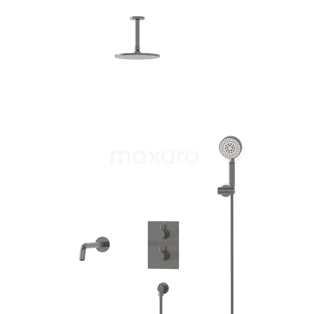 Radius Inbouw Badkraan met regendouche | Zwart metaal Thermostatisch DIM55-00103