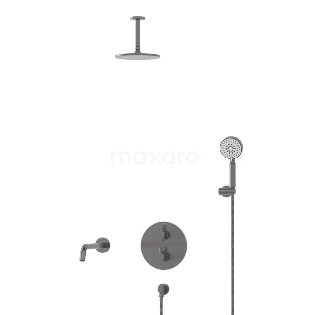 Radius Built-in Bath tap with rain shower | Black metal Thermostatic DIM55-00104