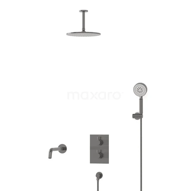 Radius Inbouw Badkraan met regendouche | Zwart metaal Thermostatisch DIM55-00105