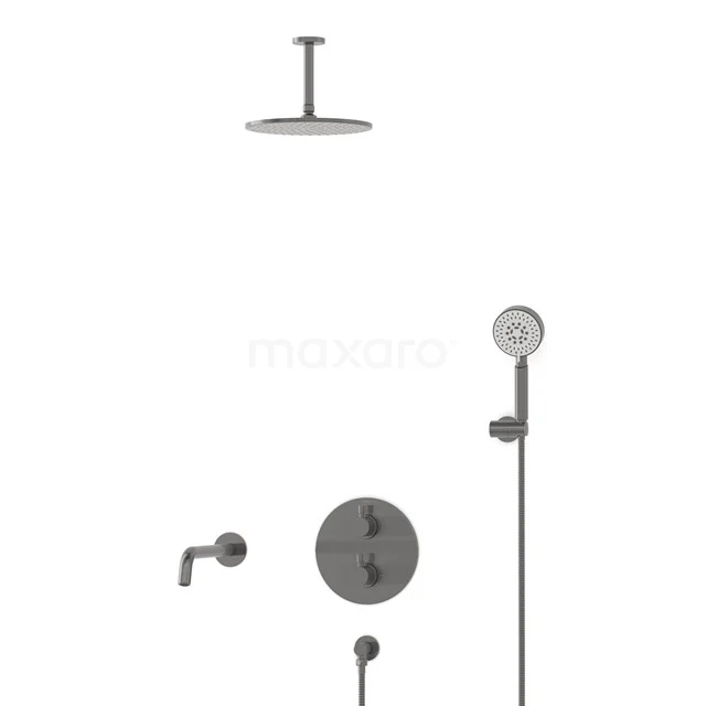 Radius Built-in Bath tap with rain shower | Black metal Thermostatic DIM55-00106