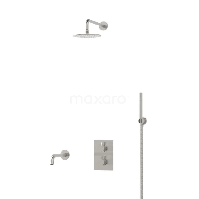 Radius Einbau Badewannenarmatur mit Regendusche | Edelstahl Thermostatisch DIR55-00013