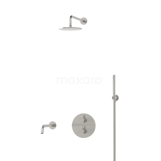 Radius Einbau Badewannenarmatur mit Regendusche | Edelstahl Thermostatisch DIR55-00014