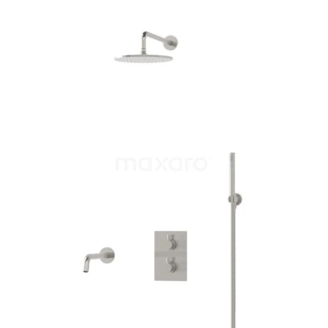 Radius Einbau Badewannenarmatur mit Regendusche | Edelstahl Thermostatisch DIR55-00015