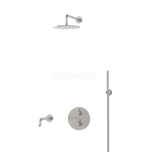 Radius Einbau Badewannenarmatur mit Regendusche | Edelstahl Thermostatisch DIR55-00016