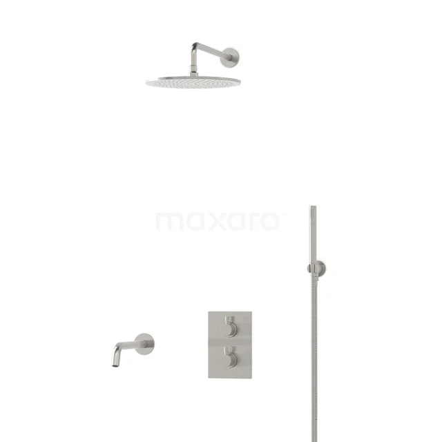 Radius Einbau Badewannenarmatur mit Regendusche | Edelstahl Thermostatisch DIR55-00017