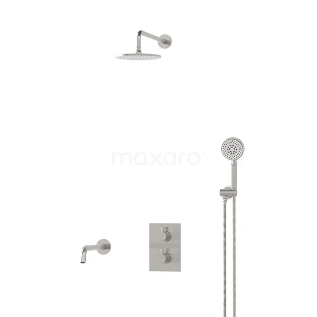 Radius Einbau Badewannenarmatur mit Regendusche | Edelstahl Thermostatisch DIR55-00061