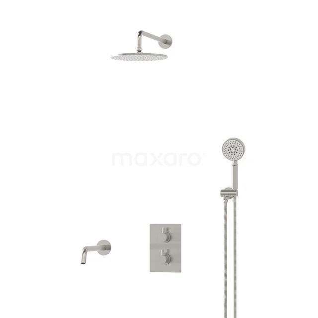 Radius Einbau Badewannenarmatur mit Regendusche | Edelstahl Thermostatisch DIR55-00063