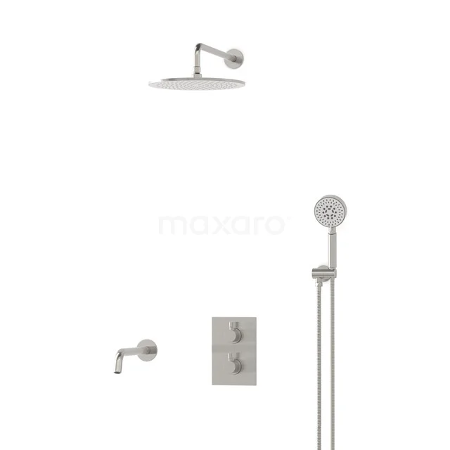 Radius Einbau Badewannenarmatur mit Regendusche | Edelstahl Thermostatisch DIR55-00065