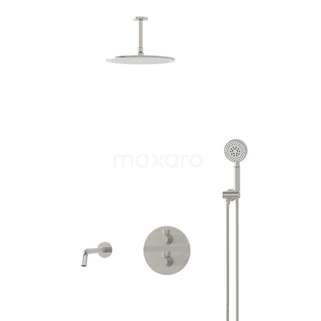 Radius Einbau Badewannenarmatur mit Regendusche | Edelstahl Thermostatisch DIR55-00072