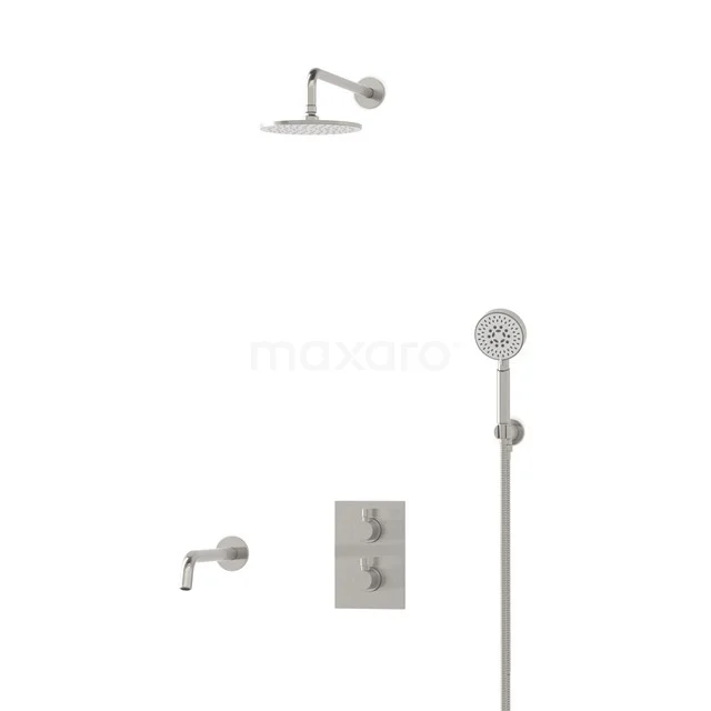 Radius Einbau Badewannenarmatur mit Regendusche | Edelstahl Thermostatisch DIR55-00073