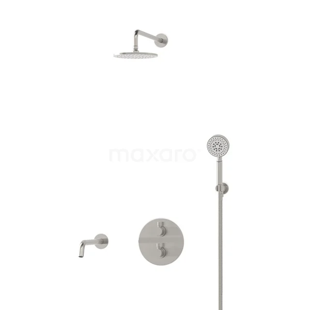 Radius Einbau Badewannenarmatur mit Regendusche | Edelstahl Thermostatisch DIR55-00074