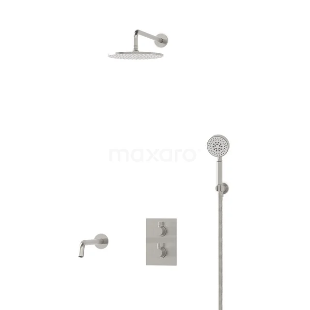 Radius Einbau Badewannenarmatur mit Regendusche | Edelstahl Thermostatisch DIR55-00075