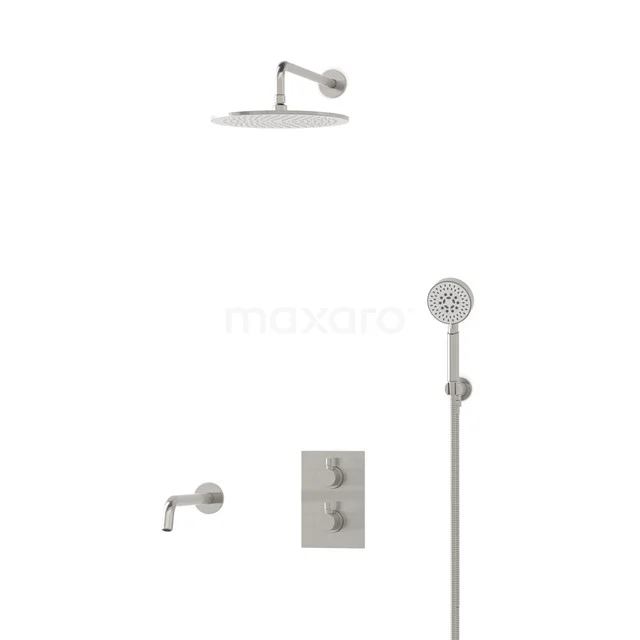 Radius Einbau Badewannenarmatur mit Regendusche | Edelstahl Thermostatisch DIR55-00077