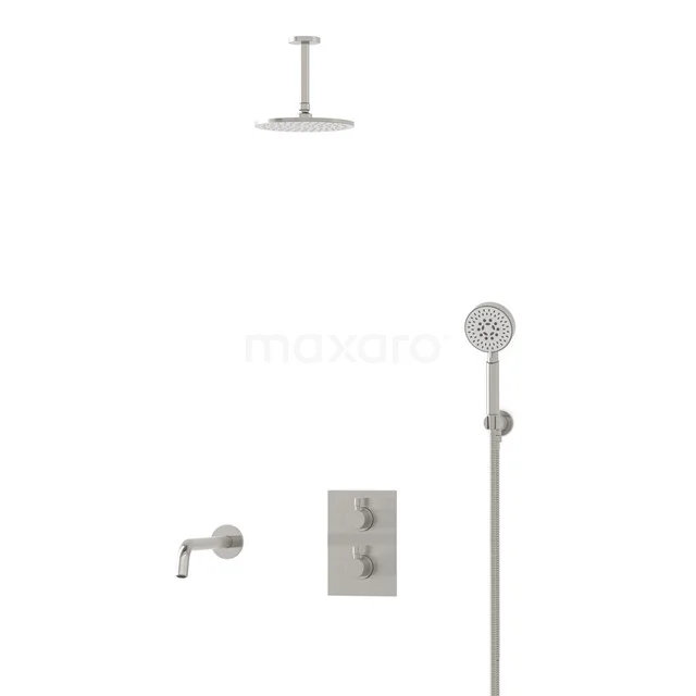 Radius Einbau Badewannenarmatur mit Regendusche | Edelstahl Thermostatisch DIR55-00079