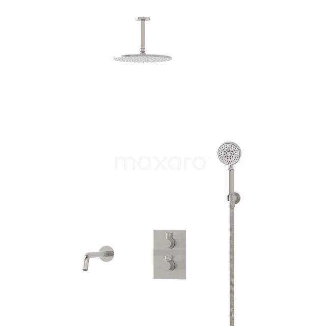 Radius Einbau Badewannenarmatur mit Regendusche | Edelstahl Thermostatisch DIR55-00081