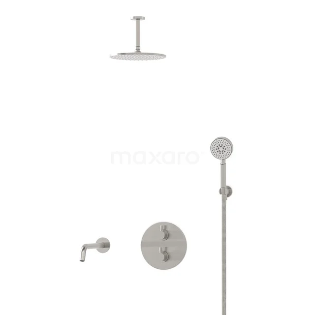 Radius Einbau Badewannenarmatur mit Regendusche | Edelstahl Thermostatisch DIR55-00082