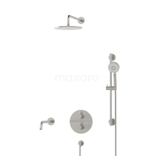 Radius Einbau Badewannenarmatur mit Regendusche | Edelstahl Thermostatisch DIR55-00088
