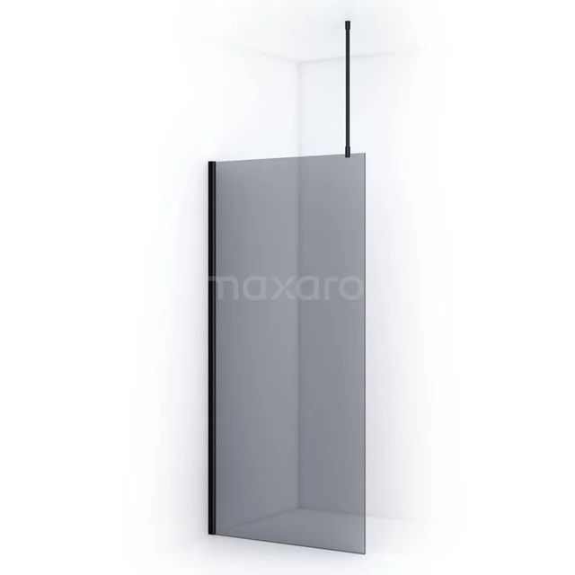 Modern glass shower screen, clear glass design with black profile edge, perfect for a luxurious bathroom style.