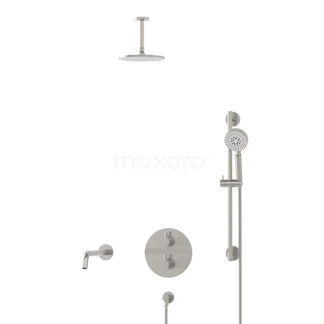 Radius Einbau Badewannenarmatur mit Regendusche | Edelstahl Thermostatisch DIR55-00092