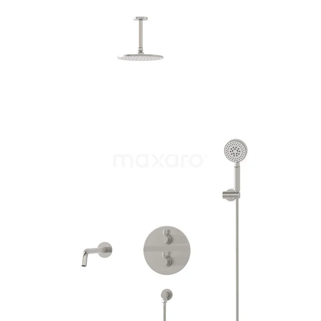 Radius Inbouw Badkraan met regendouche | Rvs Thermostatisch DIR55-00104