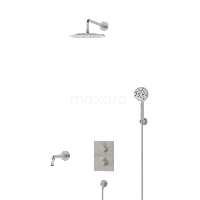 Radius Einbau Badewannenarmatur mit Regendusche | Edelstahl Thermostatisch DIR55-00111