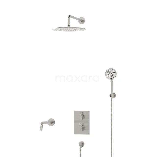 Radius Einbau Badewannenarmatur mit Regendusche | Edelstahl Thermostatisch DIR55-00113