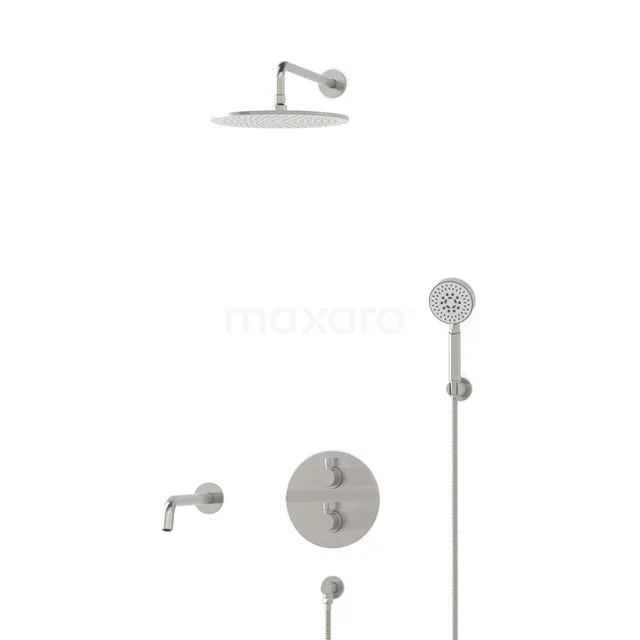 Radius Einbau Badewannenarmatur mit Regendusche | Edelstahl Thermostatisch DIR55-00114