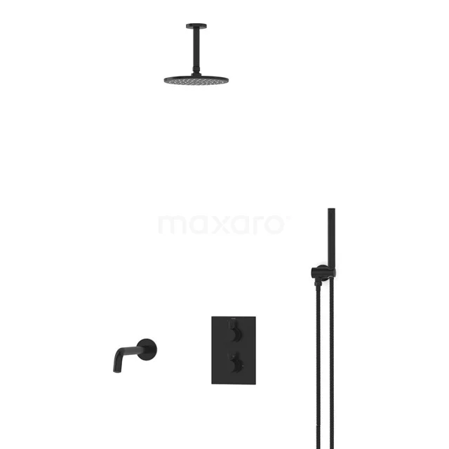 Radius Einbau Badewannenarmatur mit Regendusche | Schwarz Thermostatisch DIZ55-00007