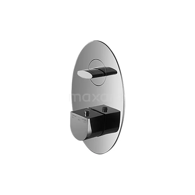 Elegant chrome soap dispenser, oval wall-mounted, ideal for modern bathroom design.
