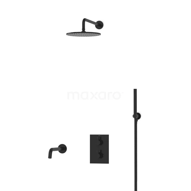 Radius Einbau Badewannenarmatur mit Regendusche | Schwarz Thermostatisch DIZ55-00015