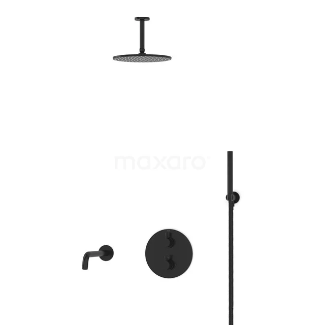 Radius Built-in Bath tap with rain shower | Black Thermostatic DIZ55-00022
