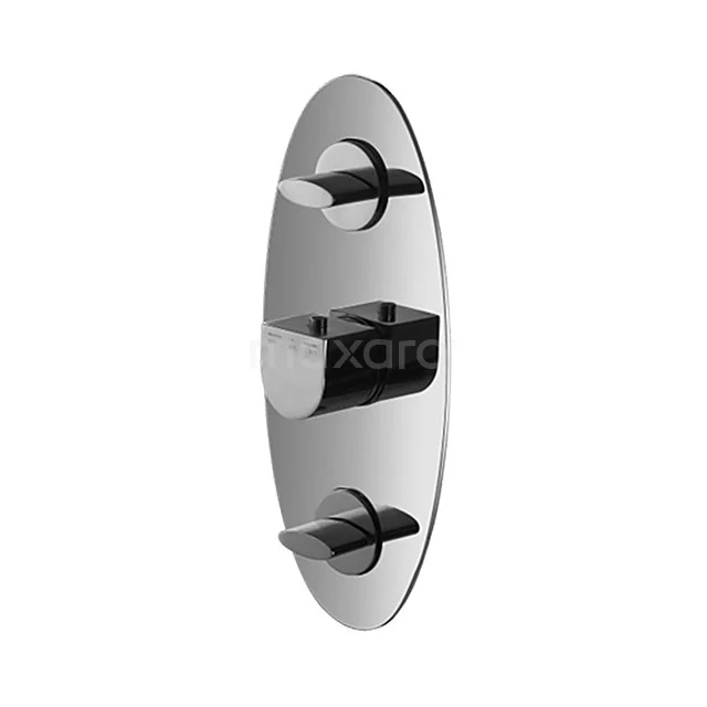 Built-in Shower valve Distinct Chrome, Thermostatic, Chrome 11.152.302 Oval chrome recessed thermostatic mixer for the bathroom, with double knob and sleek design.