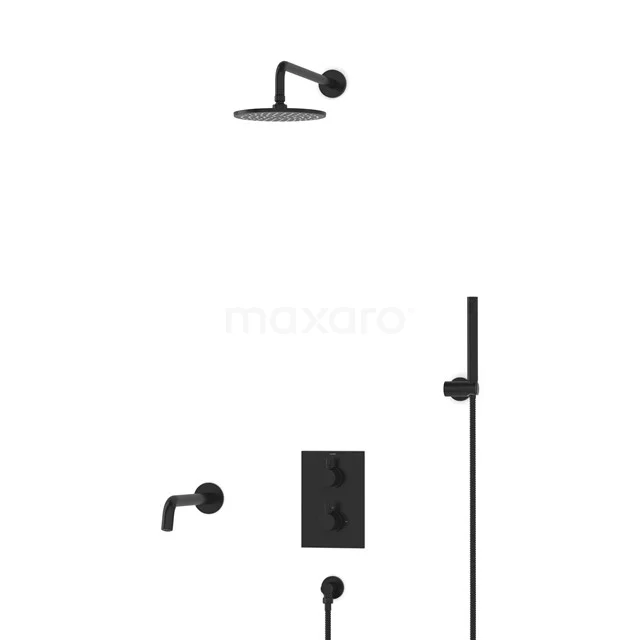 Radius Inbouw Badkraan met regendouche | Zwart Thermostatisch DIZ55-00037