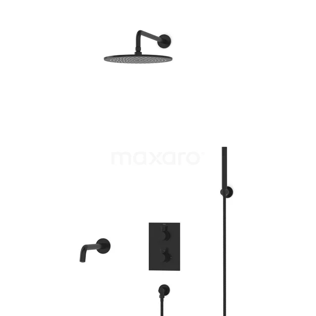 Radius Built-in Bath tap with rain shower | Black Thermostatic DIZ55-00053